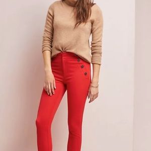 Anthropologie the Essential Slim Pant Size 8 in Bright Red/Orange